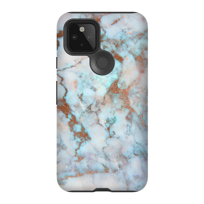Pixel 5 StrongFit White & Gold Faux Marble by Dushan Medich