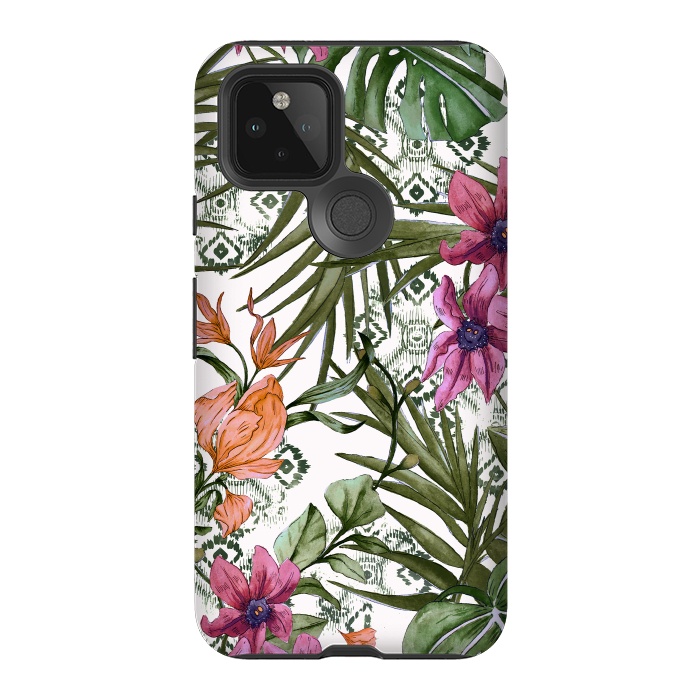 Pixel 5 StrongFit Tropical tribal floral by Mmartabc