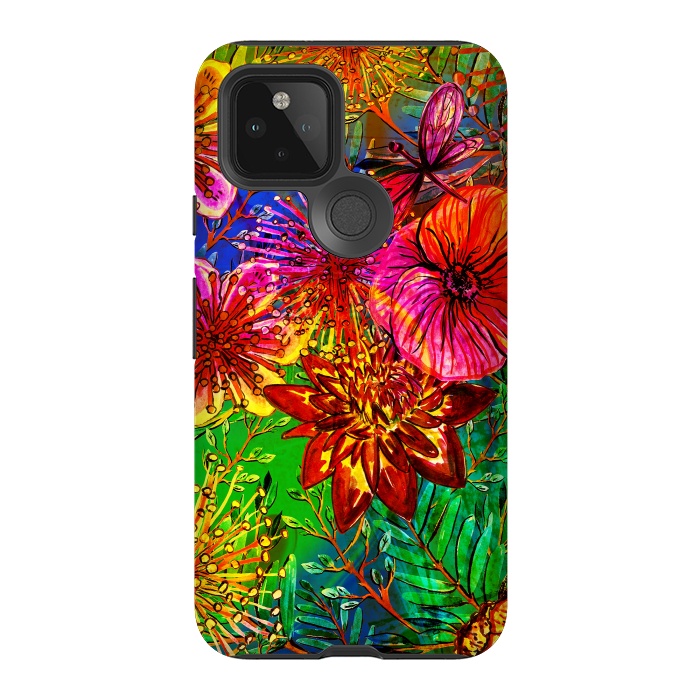 Pixel 5 StrongFit Colorful Flower Jungle by  Utart