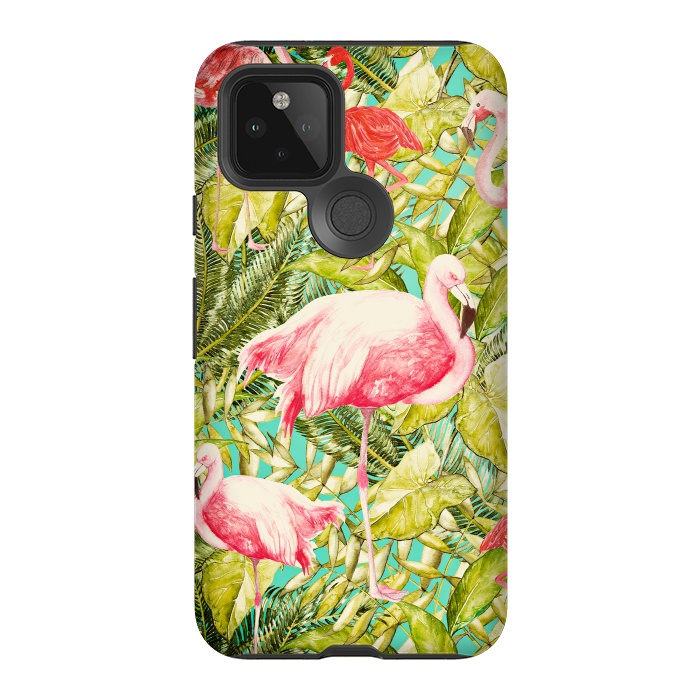 Pixel 5 StrongFit Aloha Tropical Flamingo Jungle by  Utart