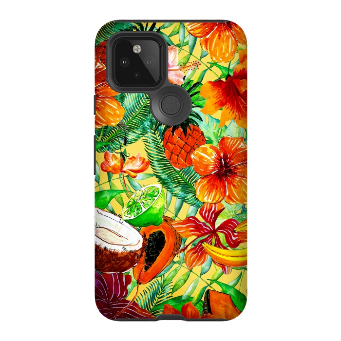 Pixel 5 StrongFit Aloha Tropical Fruits and Flowers by  Utart