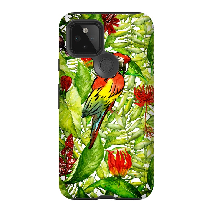 Pixel 5 StrongFit Aloha Parrot and Flower Jungle by  Utart