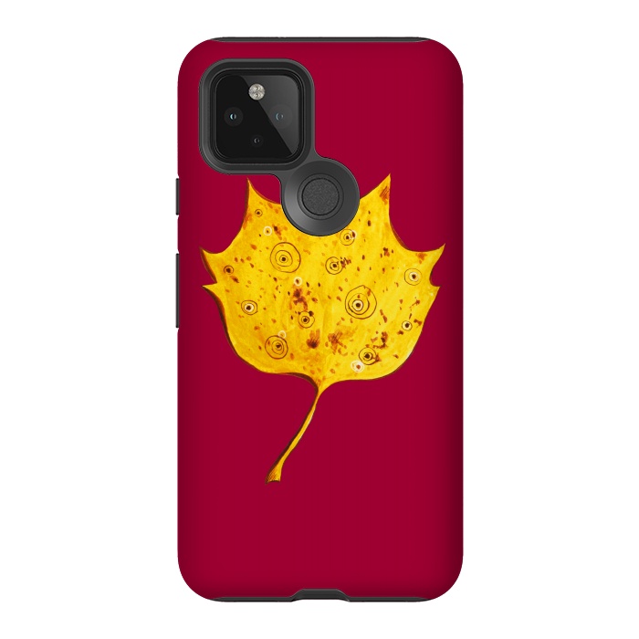 Pixel 5 StrongFit Fancy Yellow Autumn Leaf by Boriana Giormova
