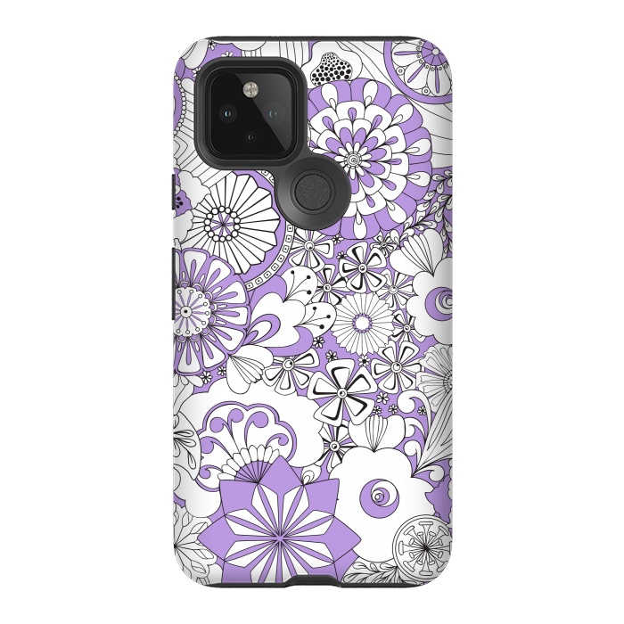 Pixel 5 StrongFit 70s Flowers - Lilac and White by Paula Ohreen