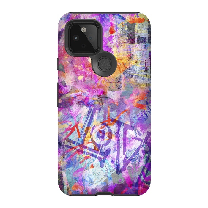 Pixel 5 StrongFit Pink Grunge Graffiti Wall by Andrea Haase