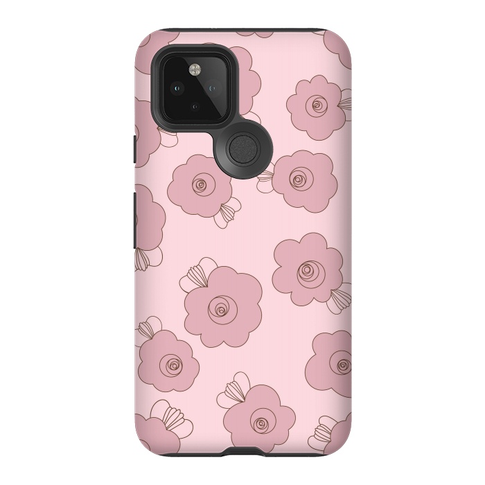 Pixel 5 StrongFit Fluffy Flowers - Pink on Pink by Paula Ohreen