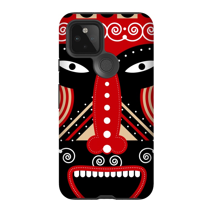 Pixel 5 StrongFit red ritual tribal mask by TMSarts