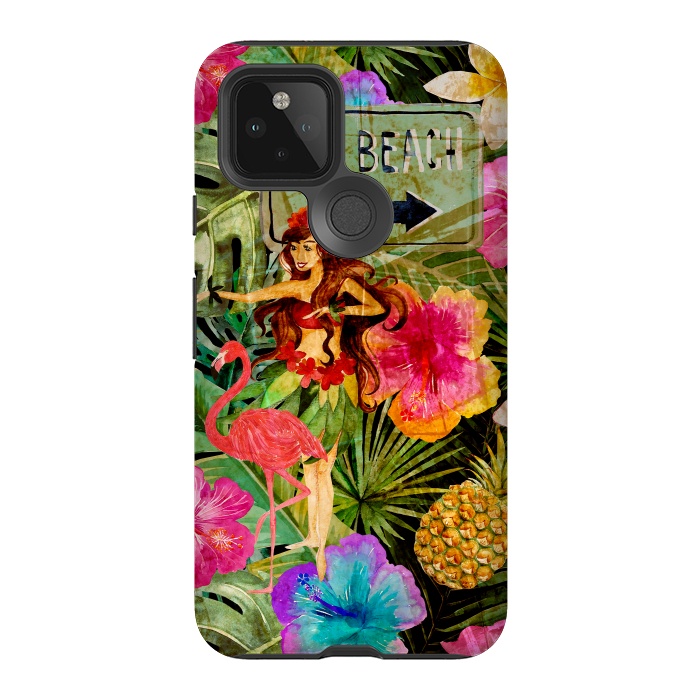 Pixel 5 StrongFit Vintage Hula Girl- To the Beach by  Utart