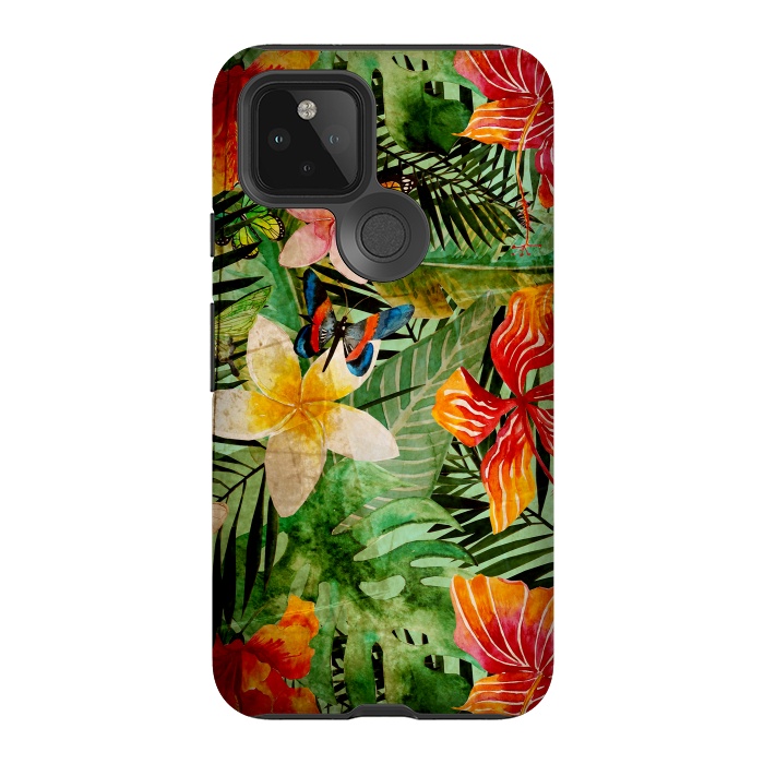 Pixel 5 StrongFit Retro Tropical Flower Jungle by  Utart
