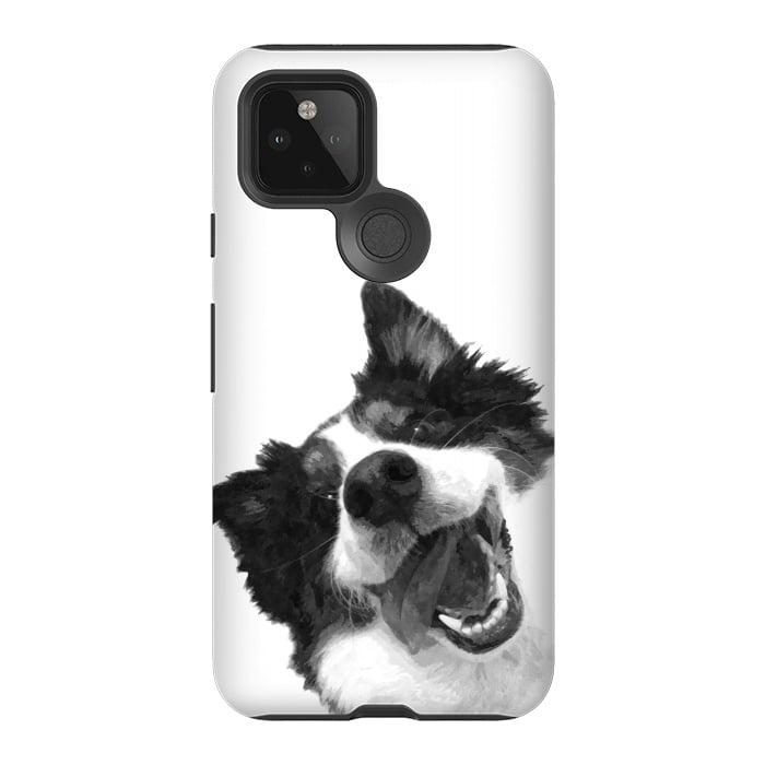 Pixel 5 StrongFit Black and White Happy Dog by Alemi