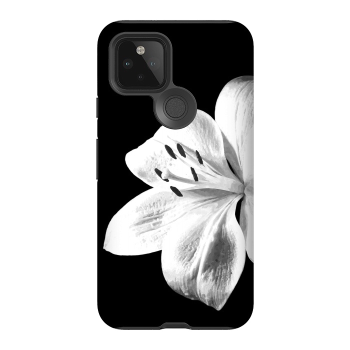 Pixel 5 StrongFit White Lily Black Background by Alemi