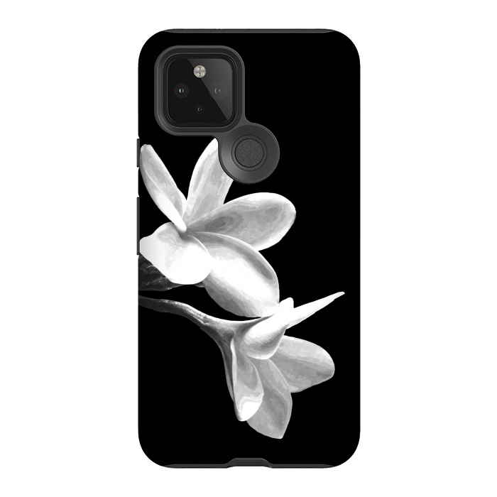 Pixel 5 StrongFit White Flowers Black Background by Alemi