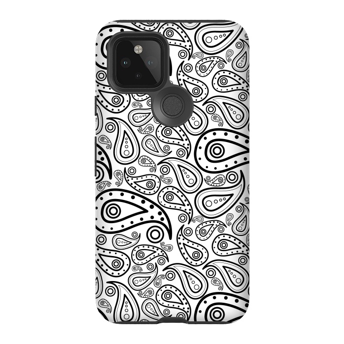Pixel 5 StrongFit black and white paisley by TMSarts