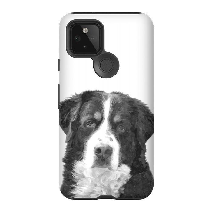 Pixel 5 StrongFit Black and White Bernese Mountain by Alemi