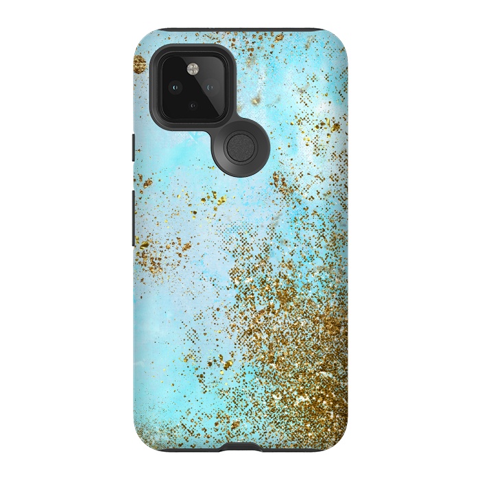 Pixel 5 StrongFit Gold and Teal Mermaid Glitter Foam by  Utart