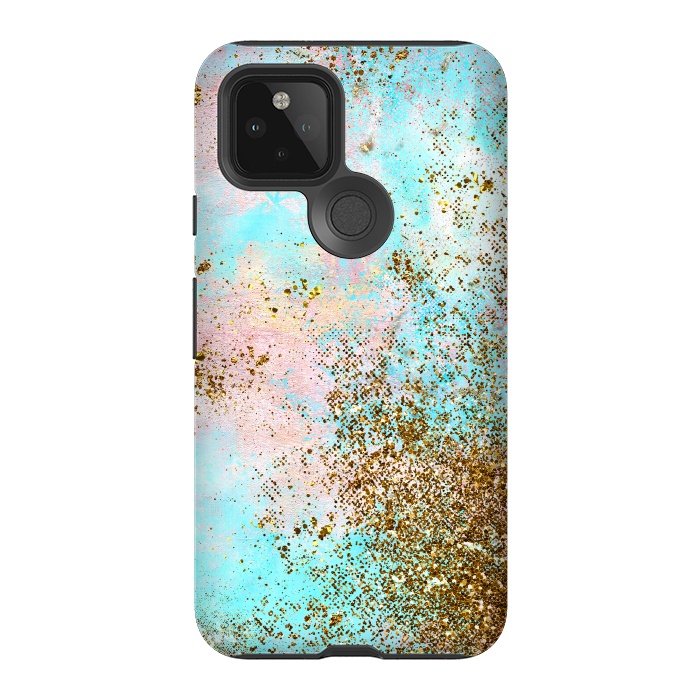 Pixel 5 StrongFit Pink and Teal and Gold Mermaid Glitter Seafoam by  Utart