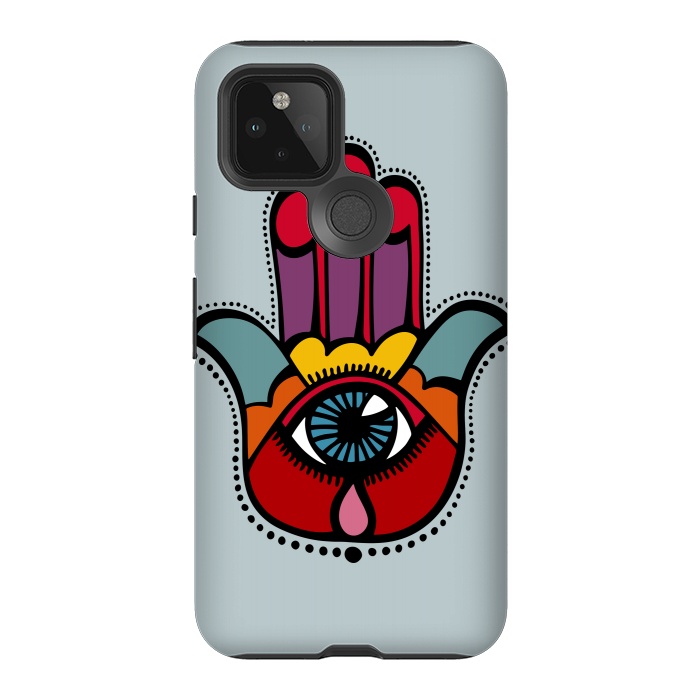 Pixel 5 StrongFit Pop Hamsa over Blue by Majoih