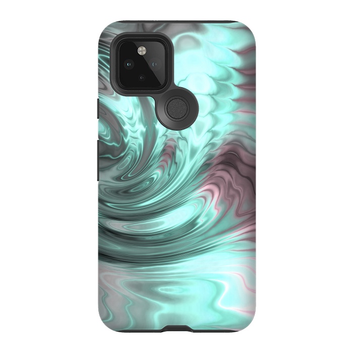 Pixel 5 StrongFit Abstract Fractal Teal Pink 2 by Andrea Haase