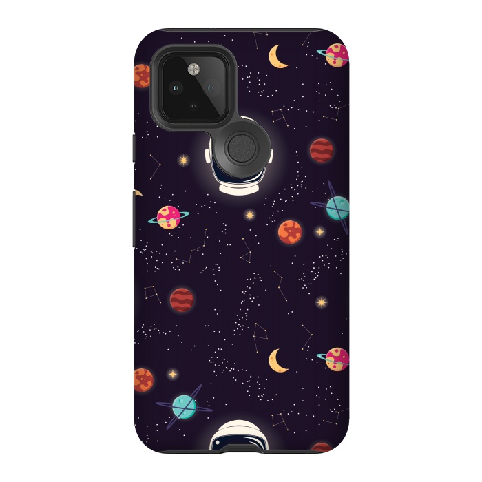 Pixel 5 StrongFit Universe with planets, stars and astronaut helmet seamless pattern, cosmos starry night sky by Jelena Obradovic