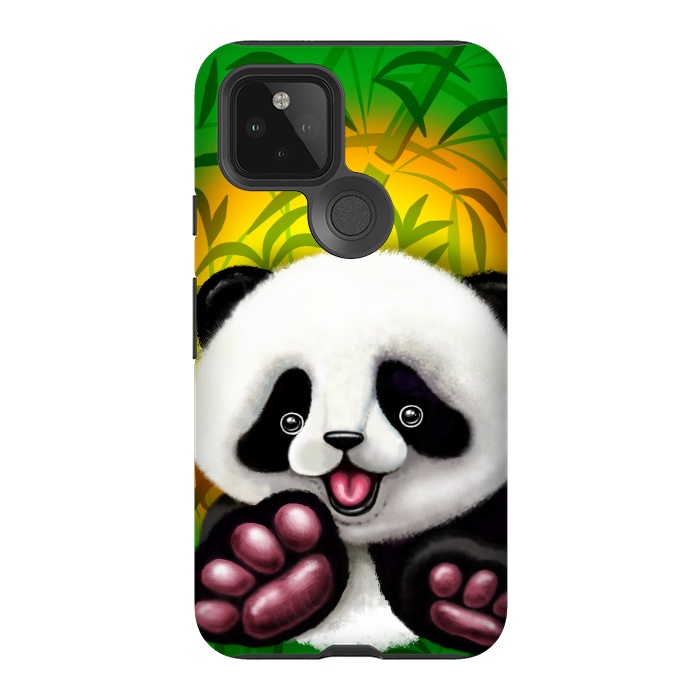 Pixel 5 StrongFit Panda Baby Bear Cute and Happy by BluedarkArt