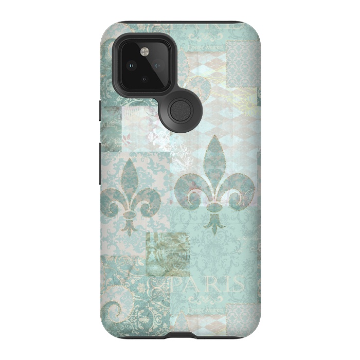 Pixel 5 StrongFit Vintage Patchwork Soft Teal by Andrea Haase