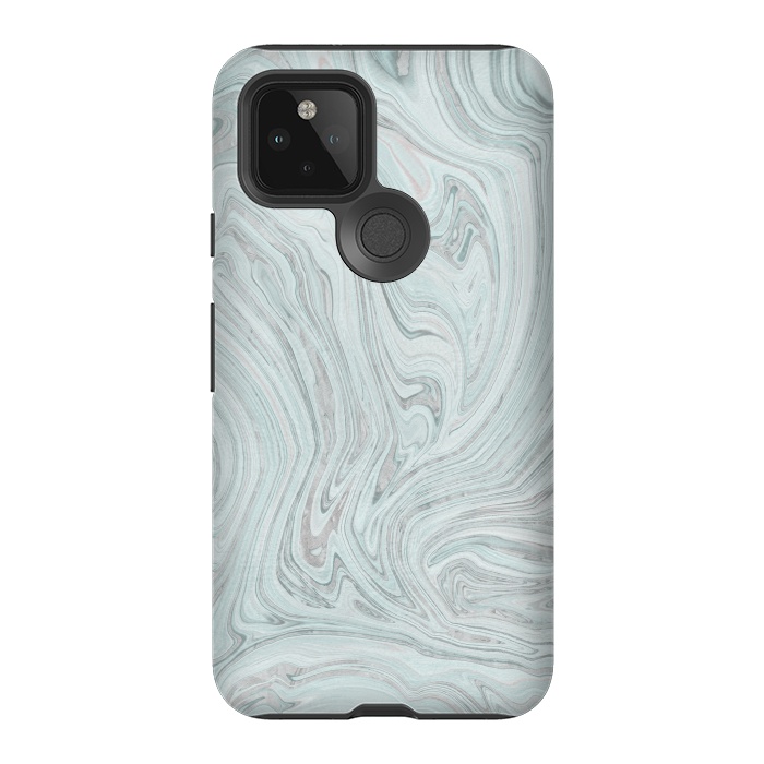 Pixel 5 StrongFit Teal Grey Soft Pastel Marble by Andrea Haase