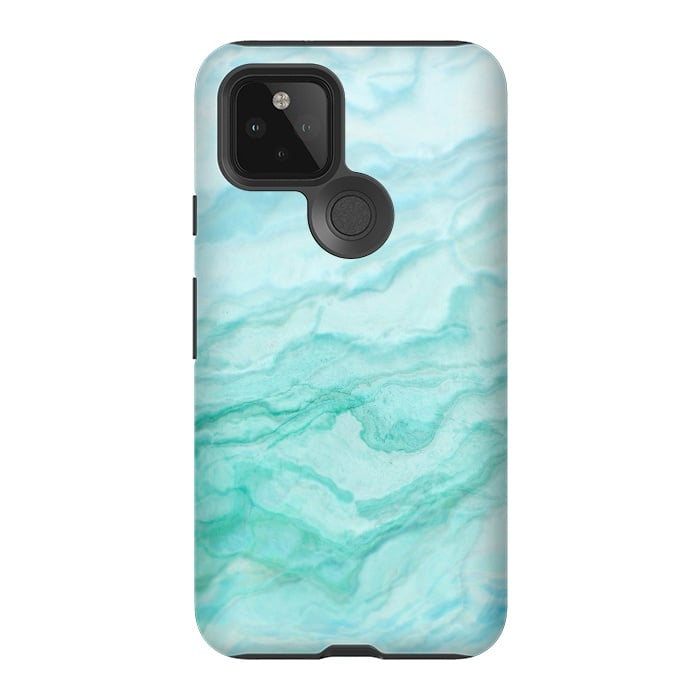 Pixel 5 StrongFit Teal and Turquoise Marble Ink by  Utart