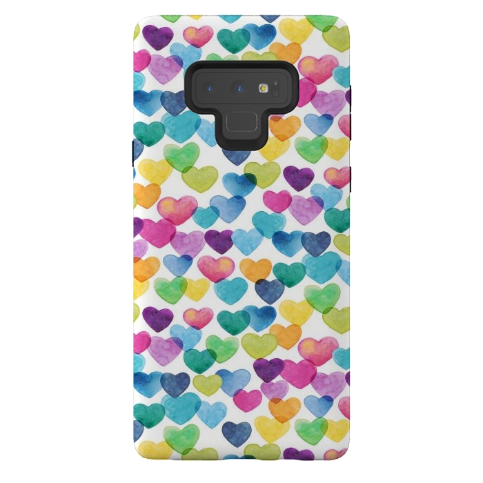 Galaxy Note 9 StrongFit Scattered Love Hearts by gingerlique