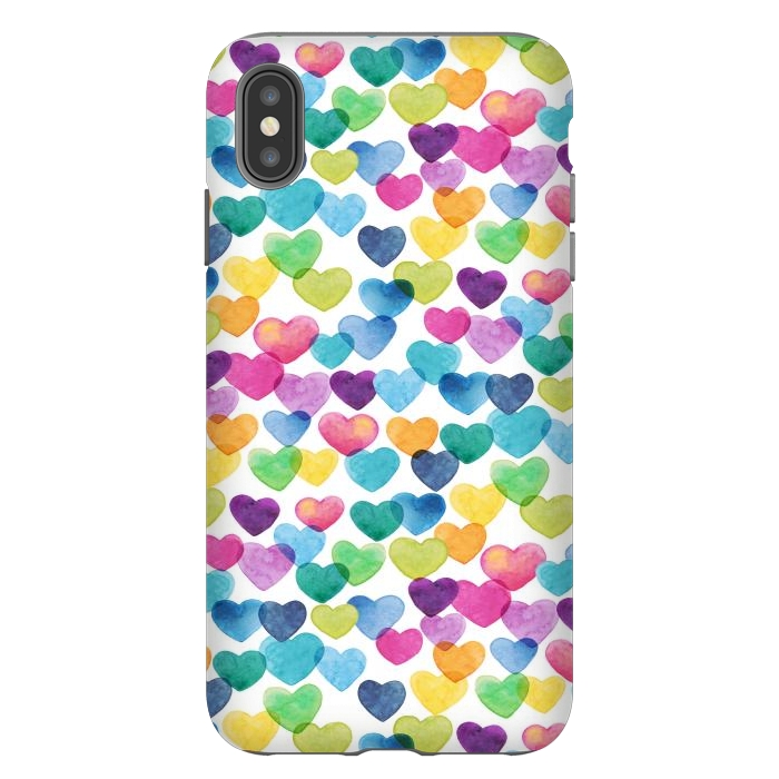 iPhone Xs Max StrongFit Scattered Love Hearts by gingerlique