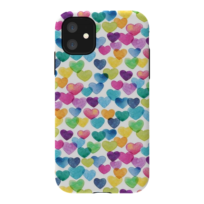 iPhone 11 StrongFit Scattered Love Hearts by gingerlique