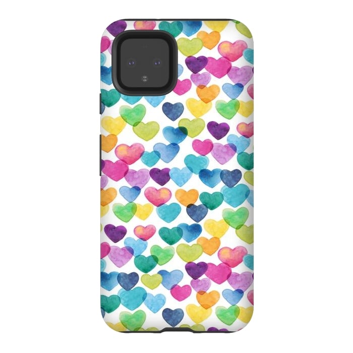Pixel 4 StrongFit Scattered Love Hearts by gingerlique
