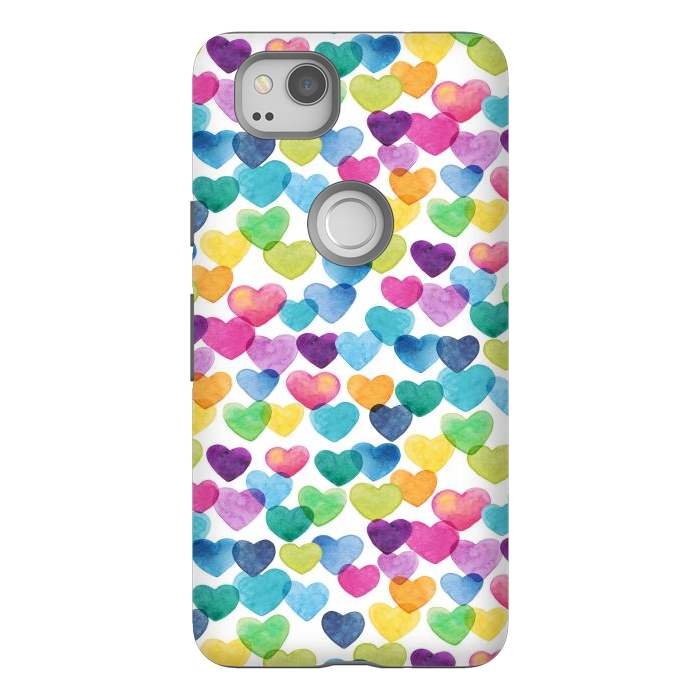 Pixel 2 StrongFit Scattered Love Hearts by gingerlique