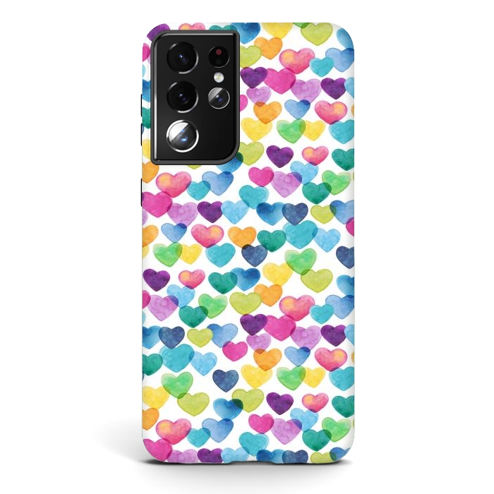 Galaxy S21 ultra StrongFit Scattered Love Hearts by gingerlique