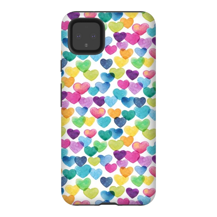 Pixel 4XL StrongFit Scattered Love Hearts by gingerlique