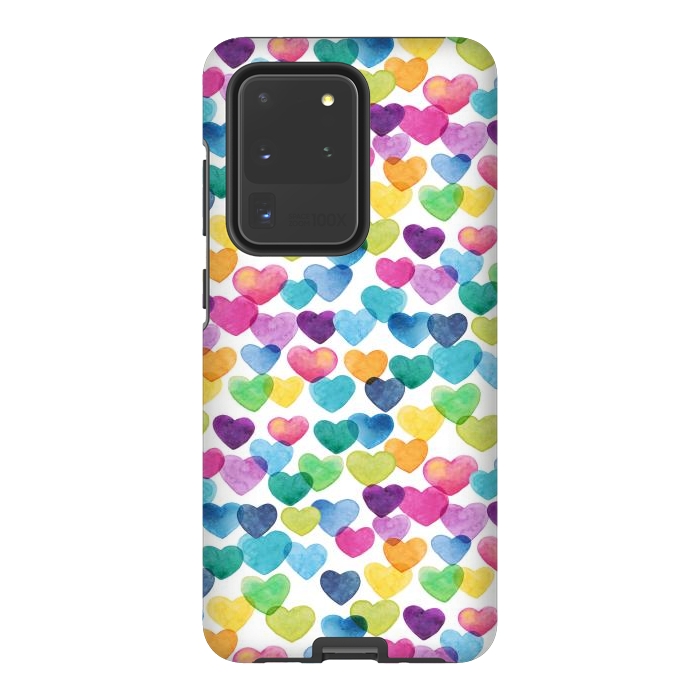 Galaxy S20 Ultra StrongFit Scattered Love Hearts by gingerlique