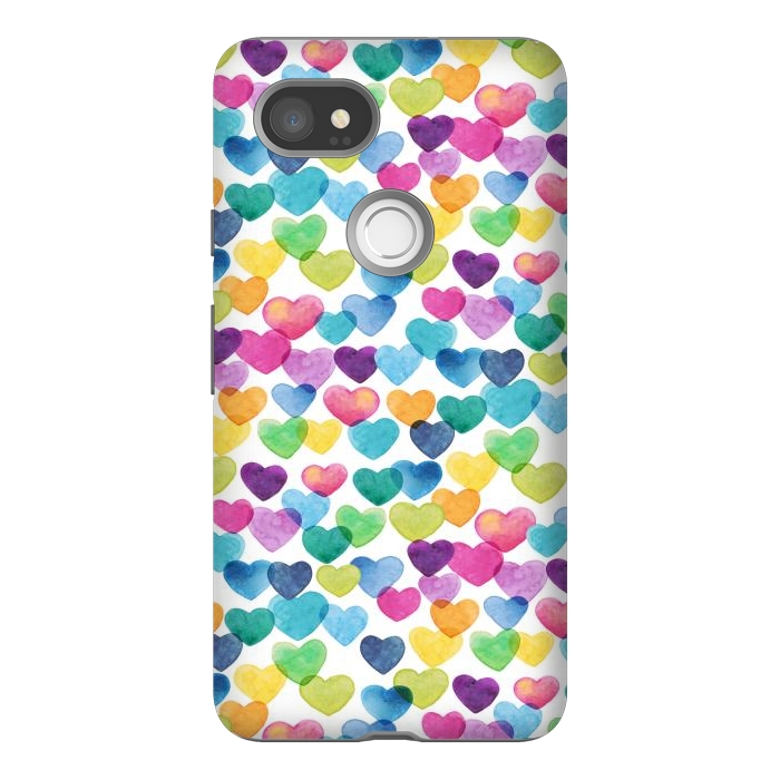Pixel 2XL StrongFit Scattered Love Hearts by gingerlique
