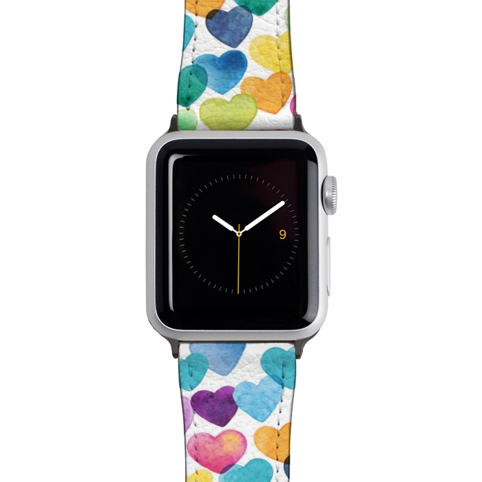 Watch 42mm / 44mm Strap PU leather Scattered Love Hearts by gingerlique