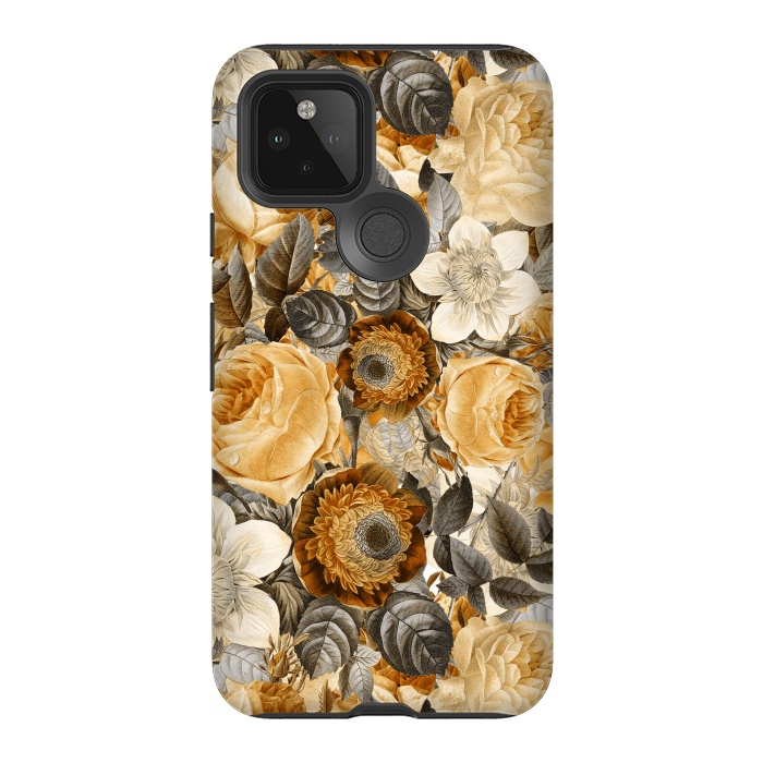 Pixel 5 StrongFit luxuriantly gold vintage floral pattern by  Utart