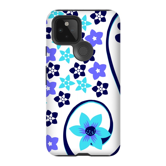 Pixel 5 StrongFit blue floral pattern 2 by MALLIKA