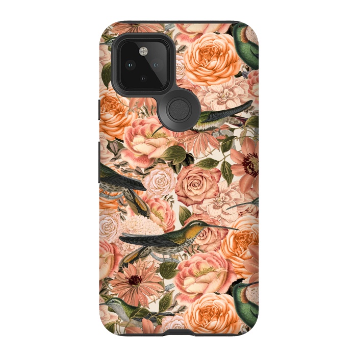 Pixel 5 StrongFit Vintage Flower And Hummingbird Pattern by Andrea Haase