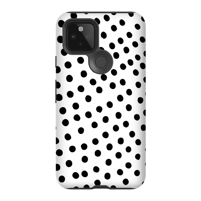 Pixel 5 StrongFit Drunk black polka dots on white by DaDo ART
