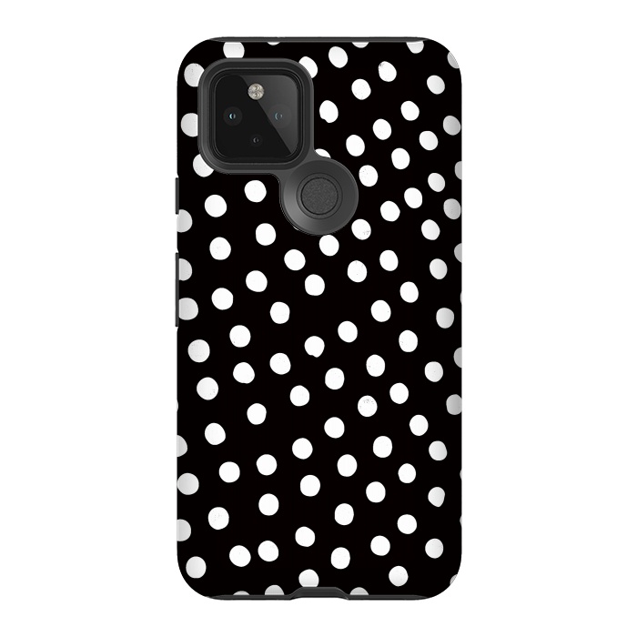 Pixel 5 StrongFit Drunk little white polka dots on black  by DaDo ART