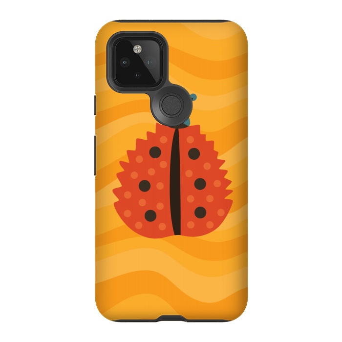 Pixel 5 StrongFit Orange Ladybug With Autumn Leaf Disguise by Boriana Giormova