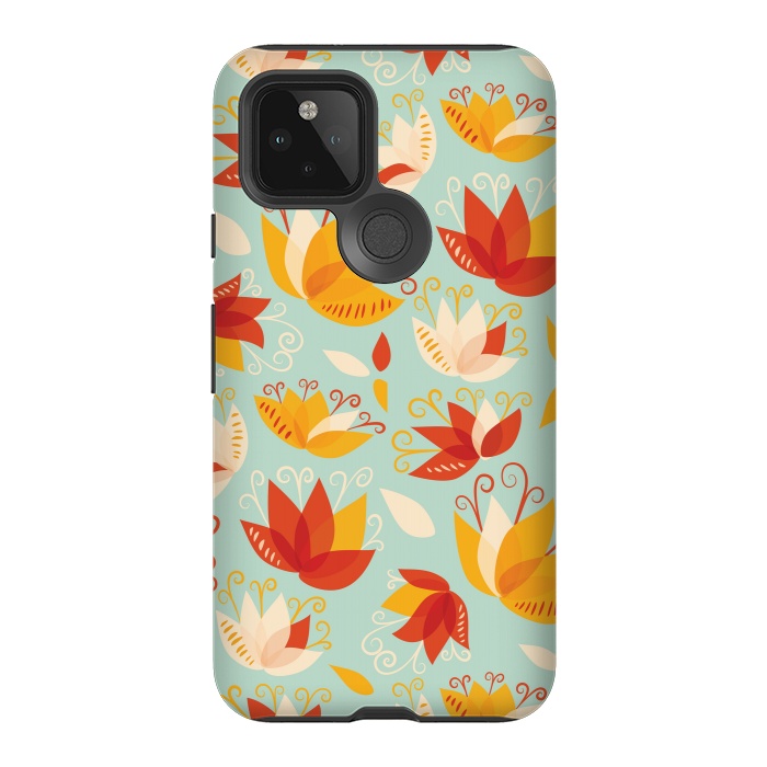 Pixel 5 StrongFit Whimsical Abstract Colorful Lily Floral Pattern by Boriana Giormova