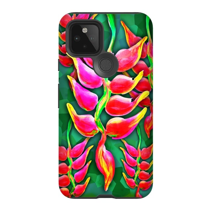 Pixel 5 StrongFit Exotic Flowers Heliconia Pendula Bright Red  by BluedarkArt