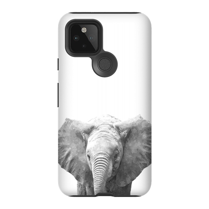 Pixel 5 StrongFit Black and White Baby Elephant  by Alemi