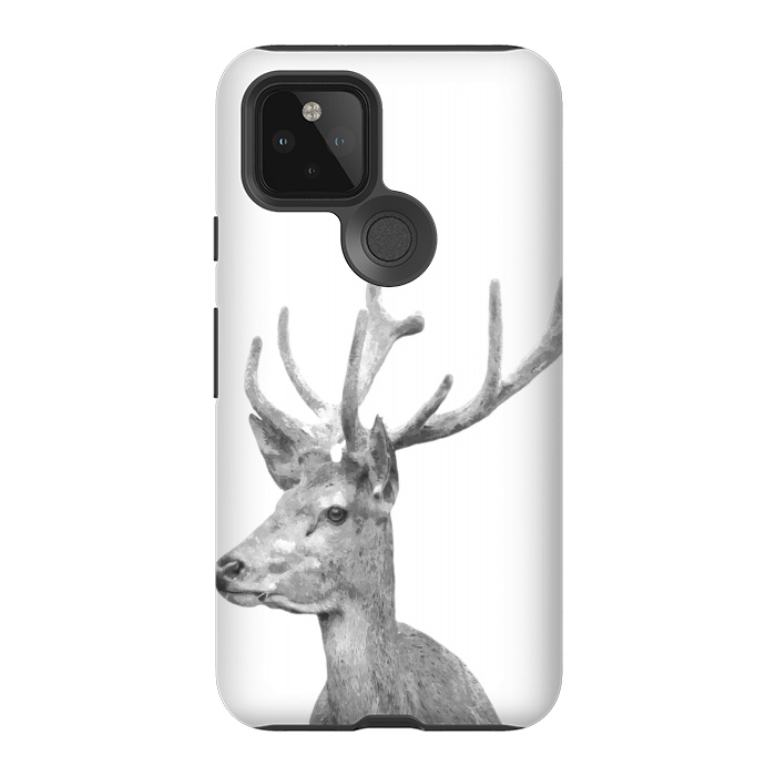 Pixel 5 StrongFit Black and White Deer by Alemi