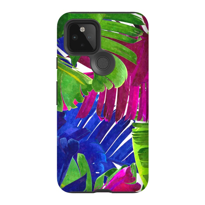 Pixel 5 StrongFit Colorful Tropica Leaves by Alemi