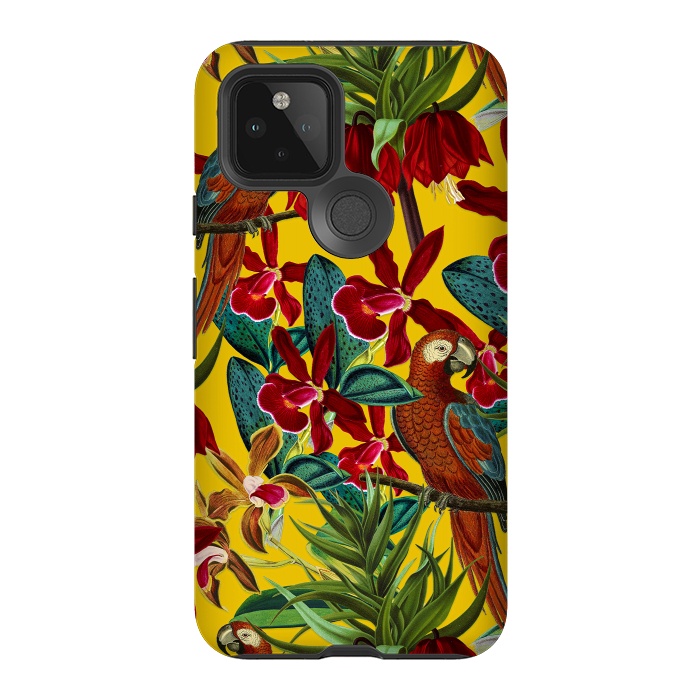 Pixel 5 StrongFit Parrots in tropical flower jungle by  Utart