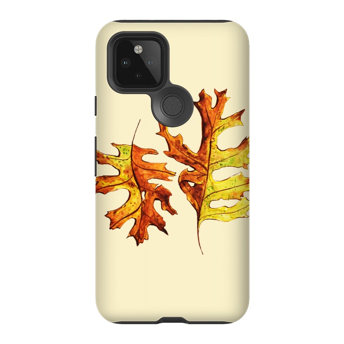 Pixel 5 StrongFit Ink Watercolor Painted Autumn Leaves Nature Lover by Boriana Giormova